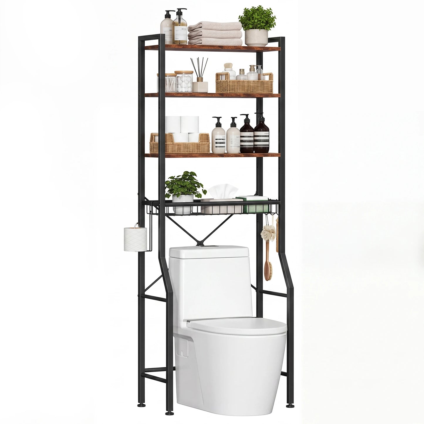 JHK 4 Tier Freestanding Bathroom Over Toilet Storage Organizer Rack