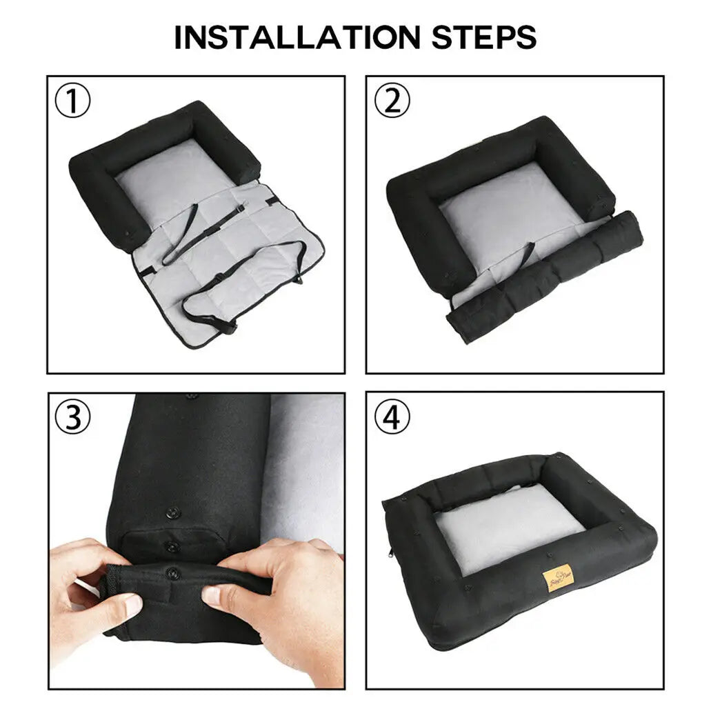 Bingopaw Waterproof Dog Car Seat Bed Removable Pad Safety Belt