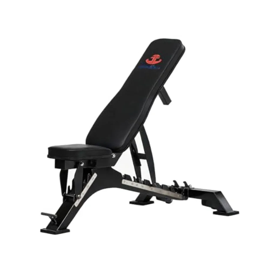 Adjustable Workout Bench for Home Gym, Steel Frame, Black, 1300LB Capacity 7-Position Backrest