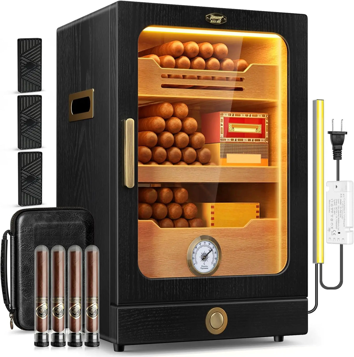 Tesonway Cigar Humidor Cabinet With Cedar Shelves And Hygrometer
