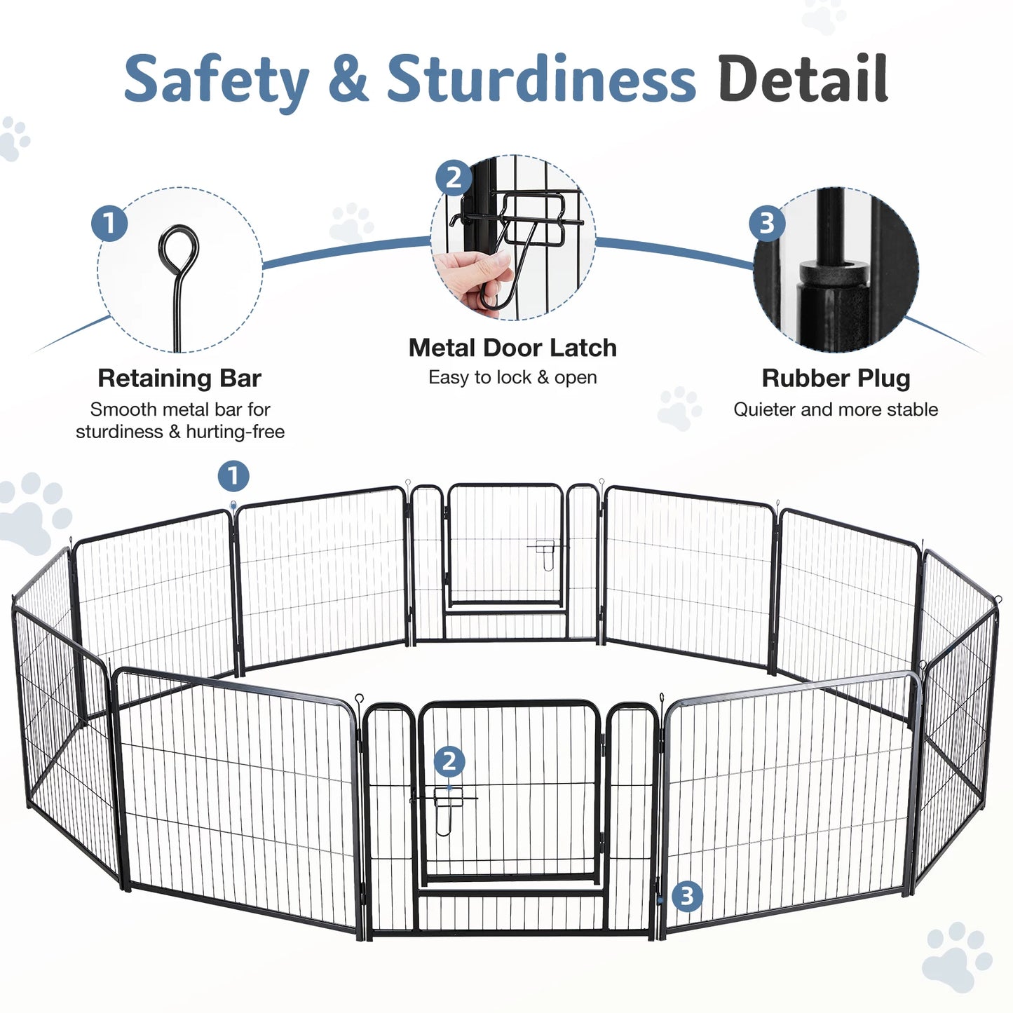 JHK Metal 12-Panel Dog Playpen Foldable Outdoor Fence