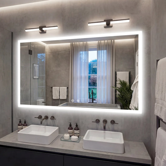 Tempered Glass LED Bathroom Mirror Anti Fog Memory Function