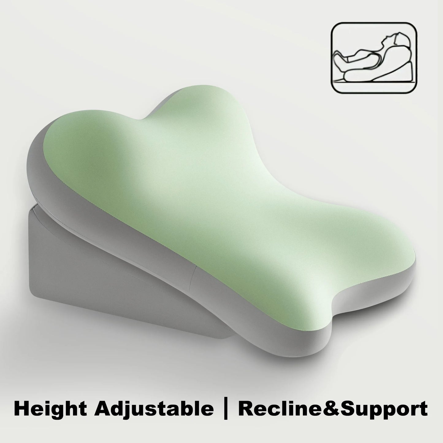 Adjustable Bed Wedge Pillow Memory Foam Backrest for Sitting up in Bed, Large Ergonomic Back Neck Lumbar Support Pillow for Reading Relaxing Gaming, 2-Piece Split Design, Non-Slip Base