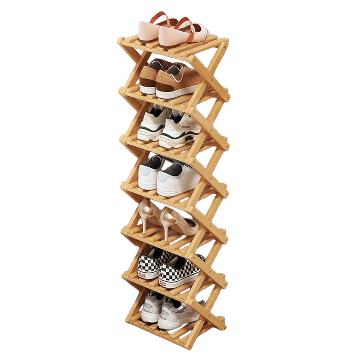 Universal Bamboo Shoes Rack Organizer Storage PC For Home Entryway Closet Bedroom Living Room Space Saving Multi Layer Durable Lightweight Easy Assembly Portable Shoe Shelf Holder Stand With PC Connectors Accessories Kit Prem