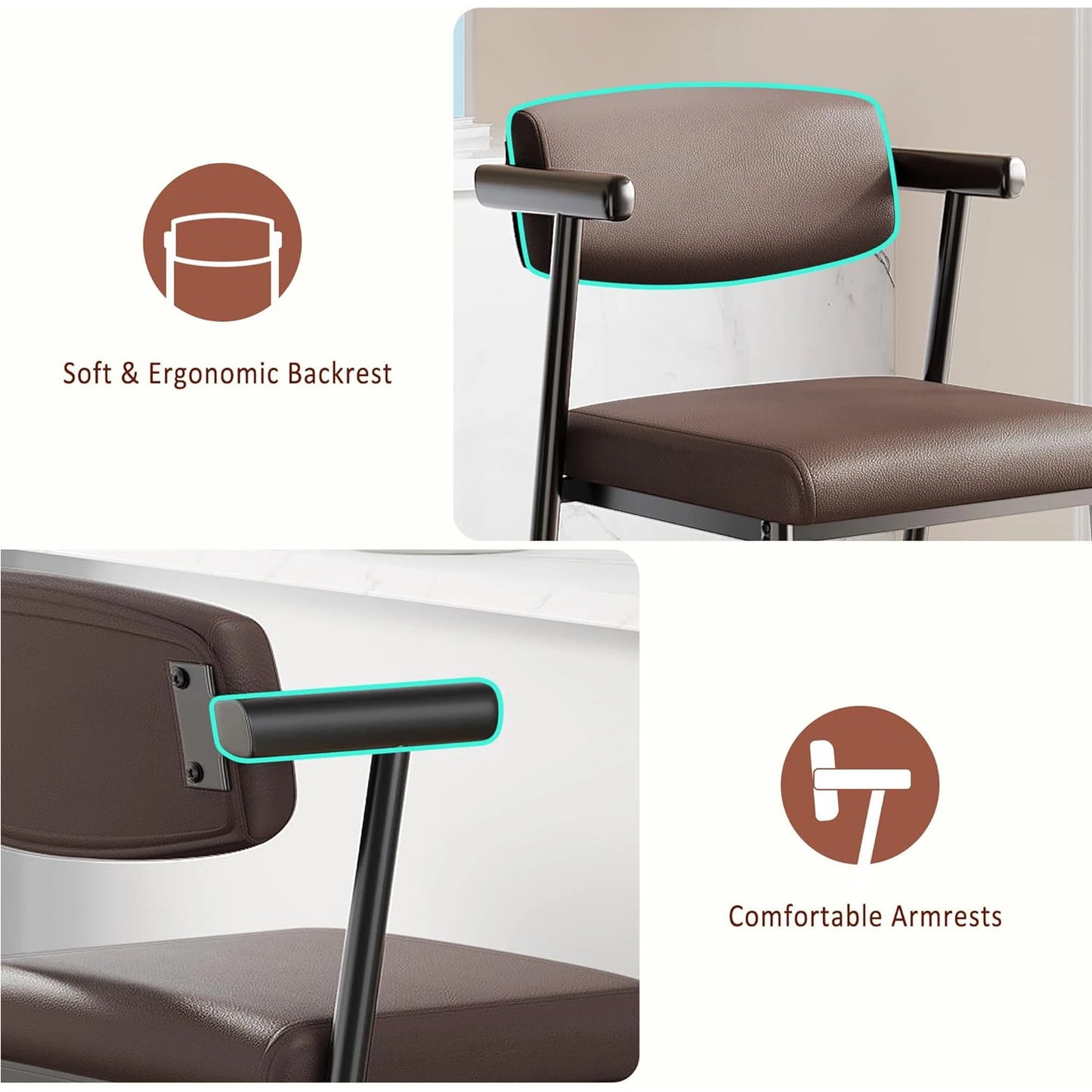 HobbyLane Counter Height Bar Stools Set With Back And Armrests