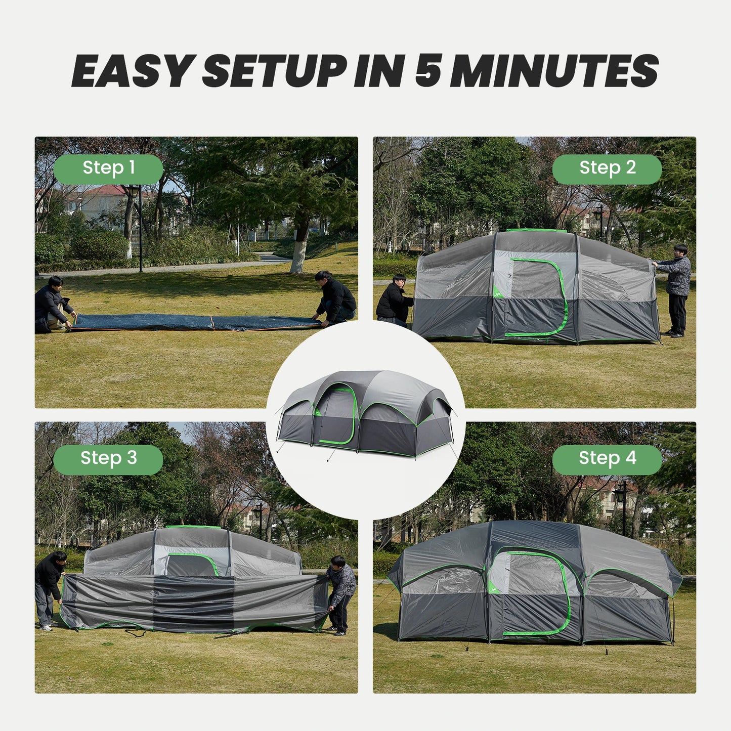 8 Person Camping Tent With Quick Setup Waterproof Dome Shelter