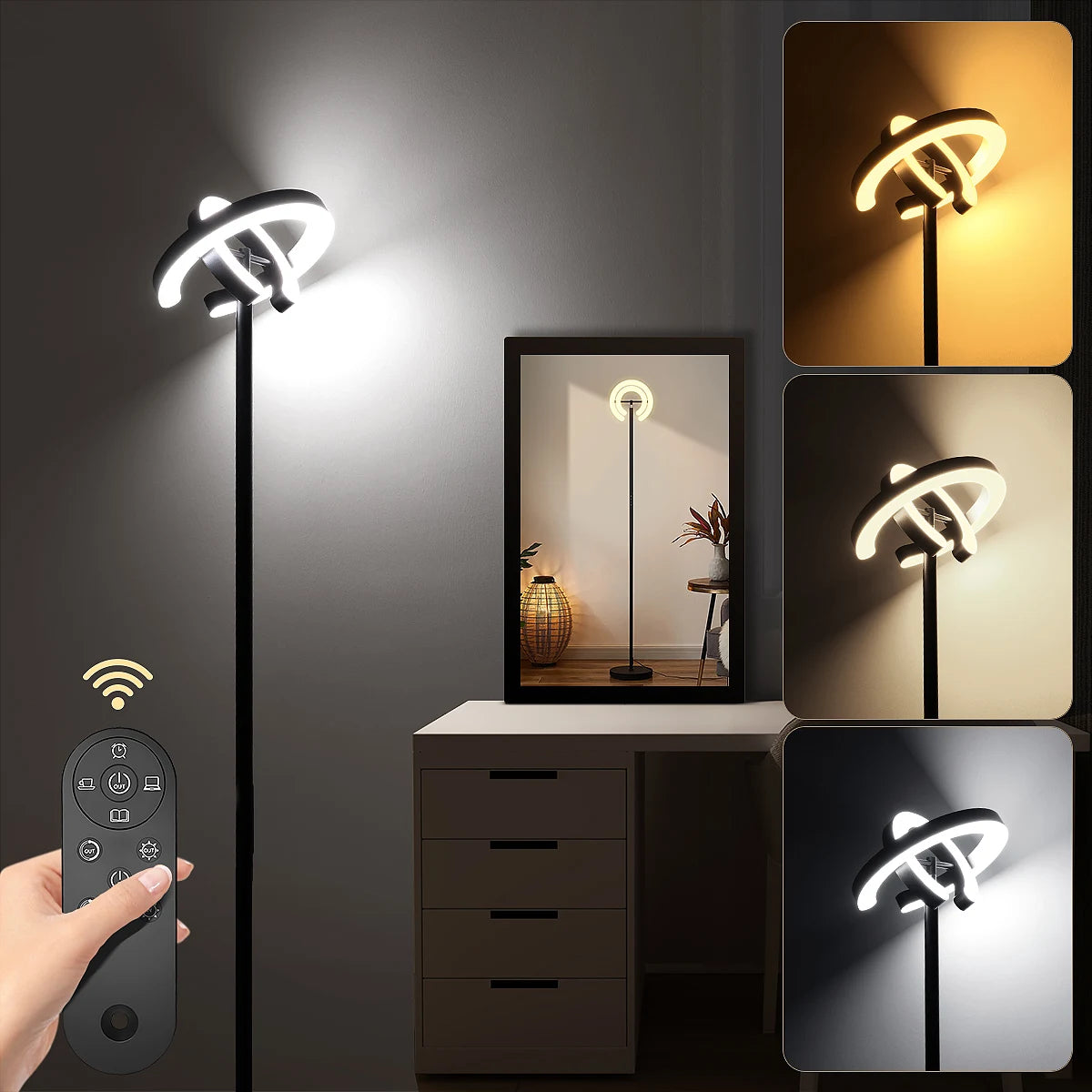 Aiopp Modern Standing LED Floor Lamp With Dual Rotatable Lights