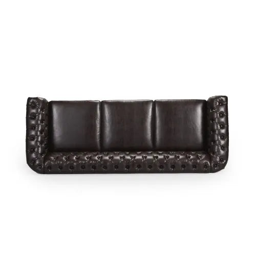 Classic Chesterfield Sofa - Button Tufted, Nailhead Trim, Scrolled Arms & Low Profile Design
