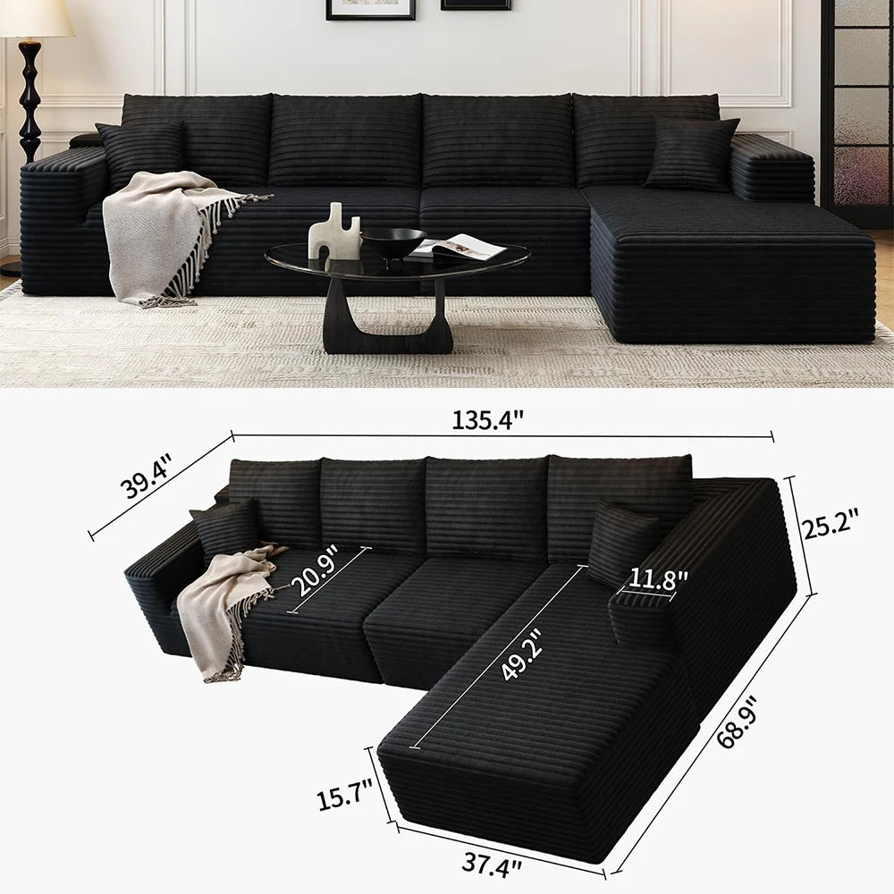 YQXH Cloud Style Corduroy Modular Sectional Sofa Cushions Memory Foam