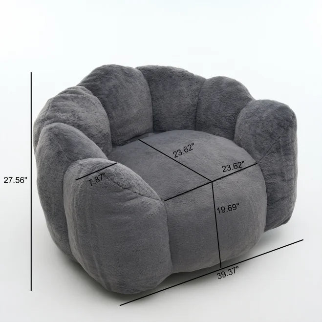 Cloud Petal Lounge Chair, Artificial Rabbit Velvet Cozy Accent Seat