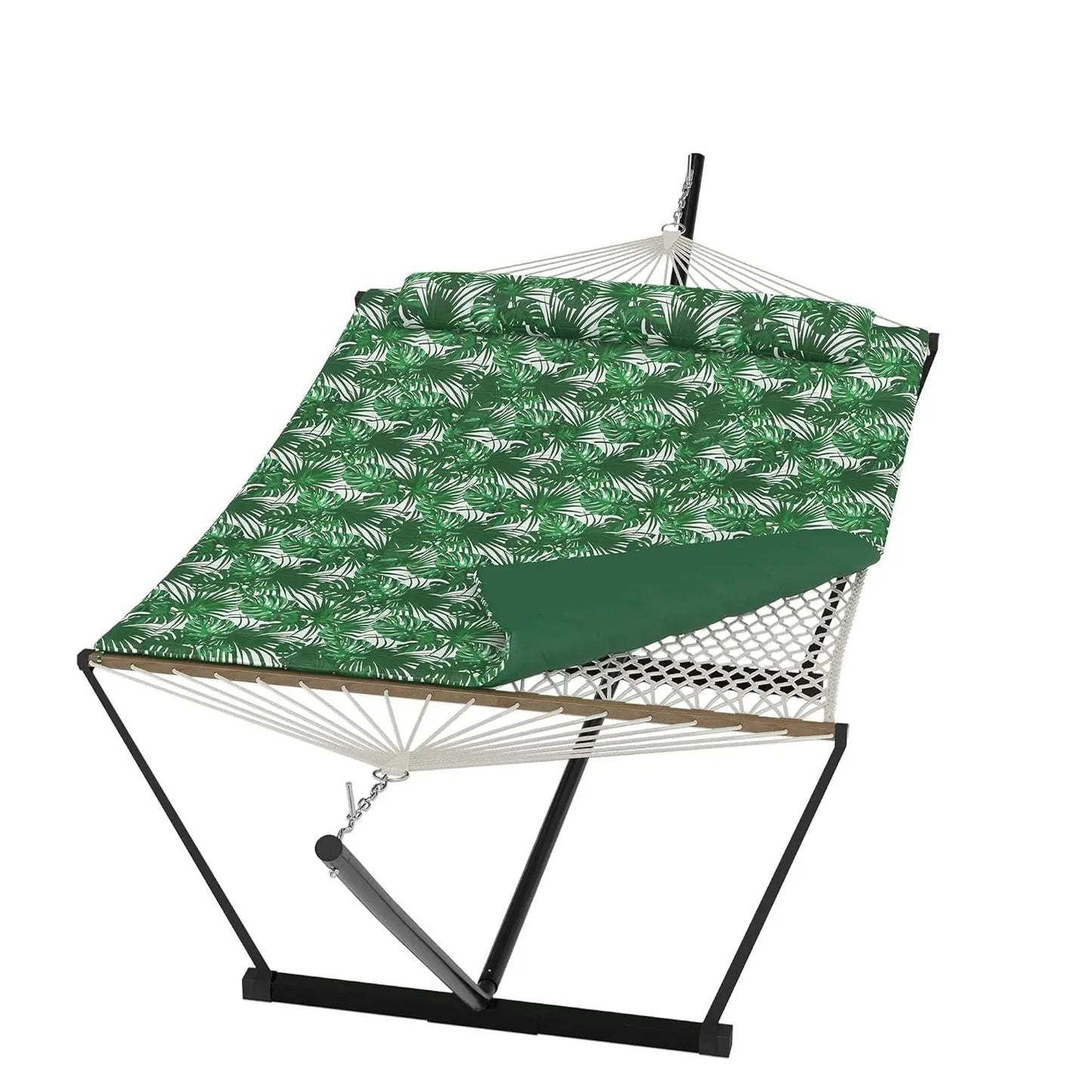 Heavy Duty Double Hammock With Stand Pillow 450lbs Capacity