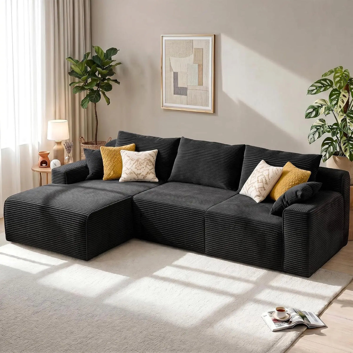 98" Boneless Modular Sectional Sofa with Deep Seat Oversized L-Shape Chaise for Living Room Apartment Small Space, Custom