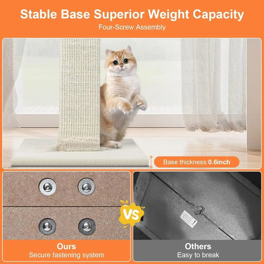 33 Inch Nature Sisal Cat Scratch Post for Indoor Cats, Large Cat Scratcher Protect Your Furniture, All Breeds