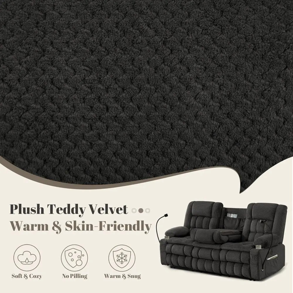 Recliner Sofa, 3 Seater Reclining Couch with FoldDown Console and Hidden Storage, Double Padded Recliner Sofa for Living Room,