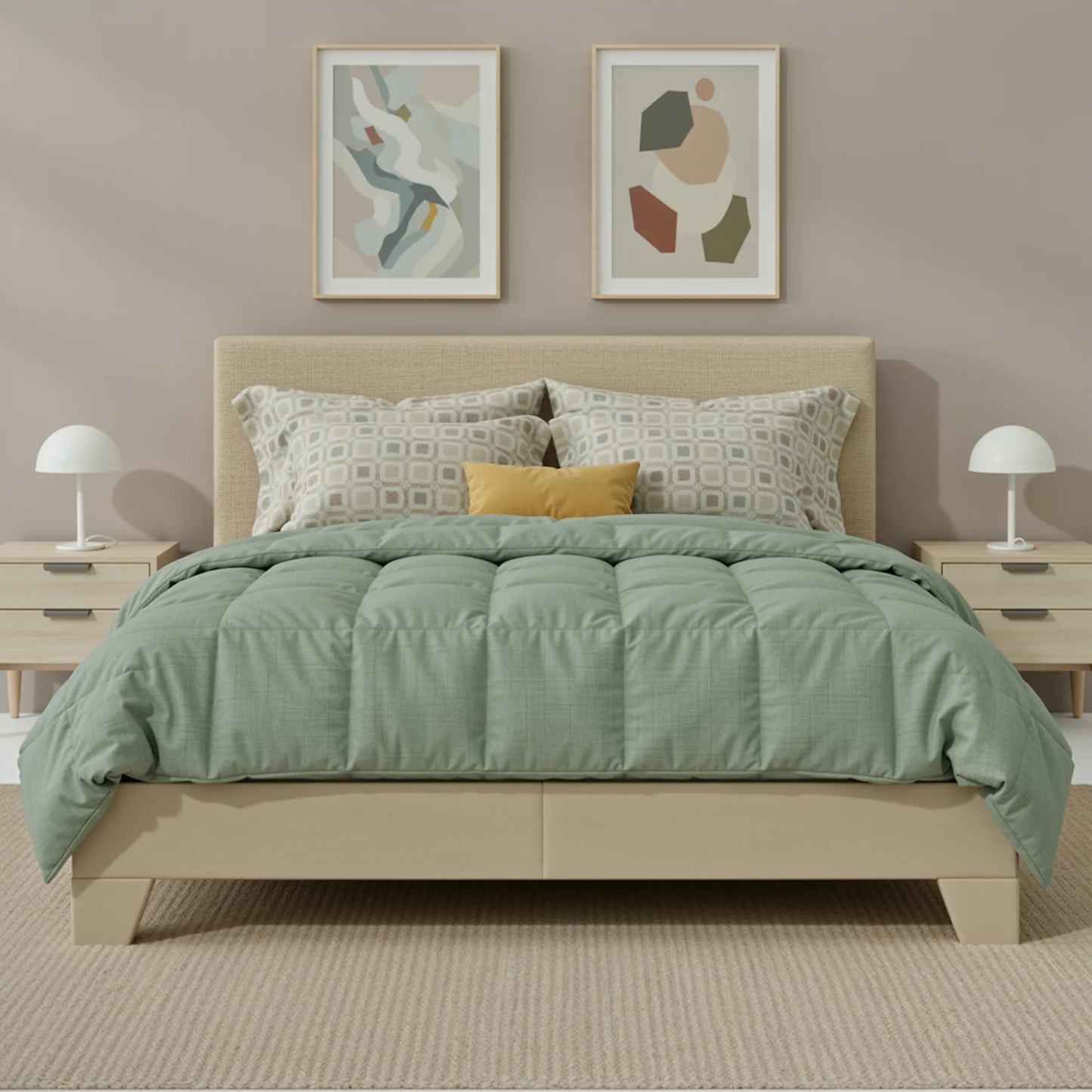 HOOMIC Upholstered Bed Frame Adjustable Linen Headboard And Quiet Support