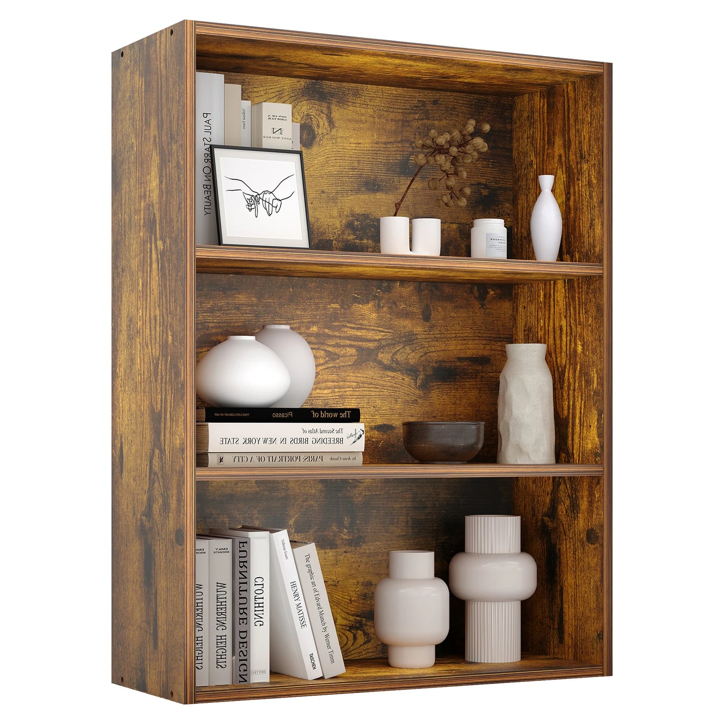 JHK Modern Wooden Bookcase Open Floor Standing Storage Unit