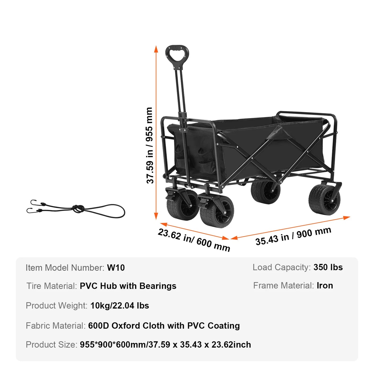 SucceBuy Collapsible Folding Wagon Beach Wagon Cart with All-Terrain Wheels Drink Holder Sport Wagon for Camping Shopping Garden