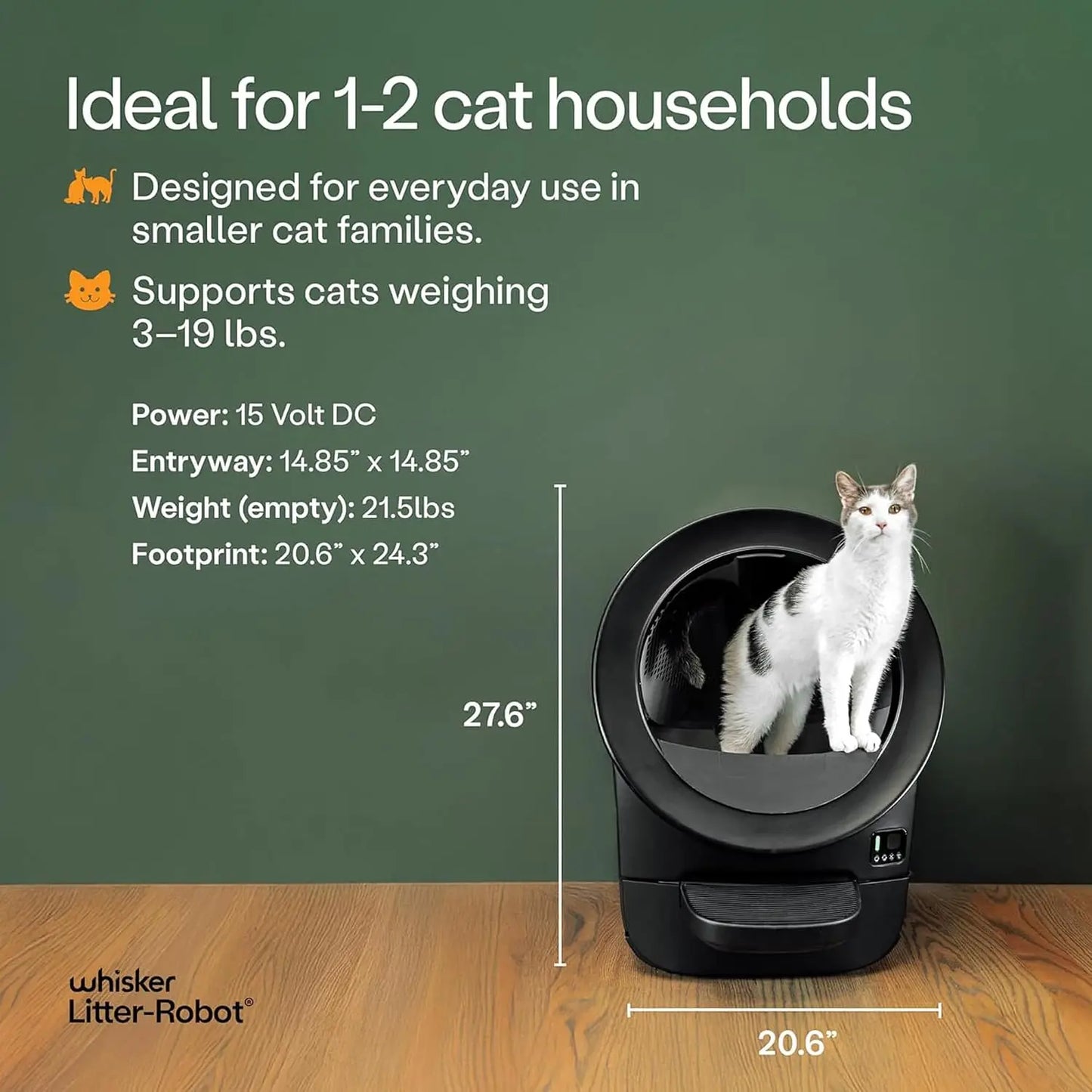 Litter-Robot EVO by , Black - Automatic Self-Cleaning Cat Litter Box, Compact Space-Saving Design, Advanced Odor, Customized