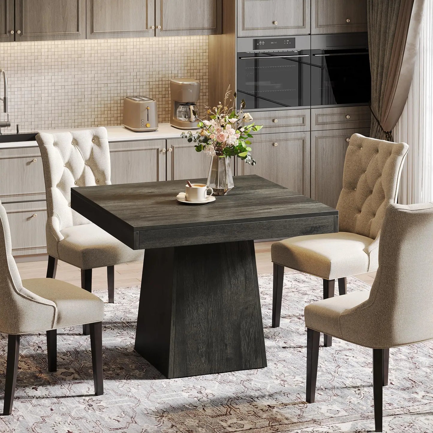 Tribesigns Square Dining Table for Four Modern Farmhouse Kitchen