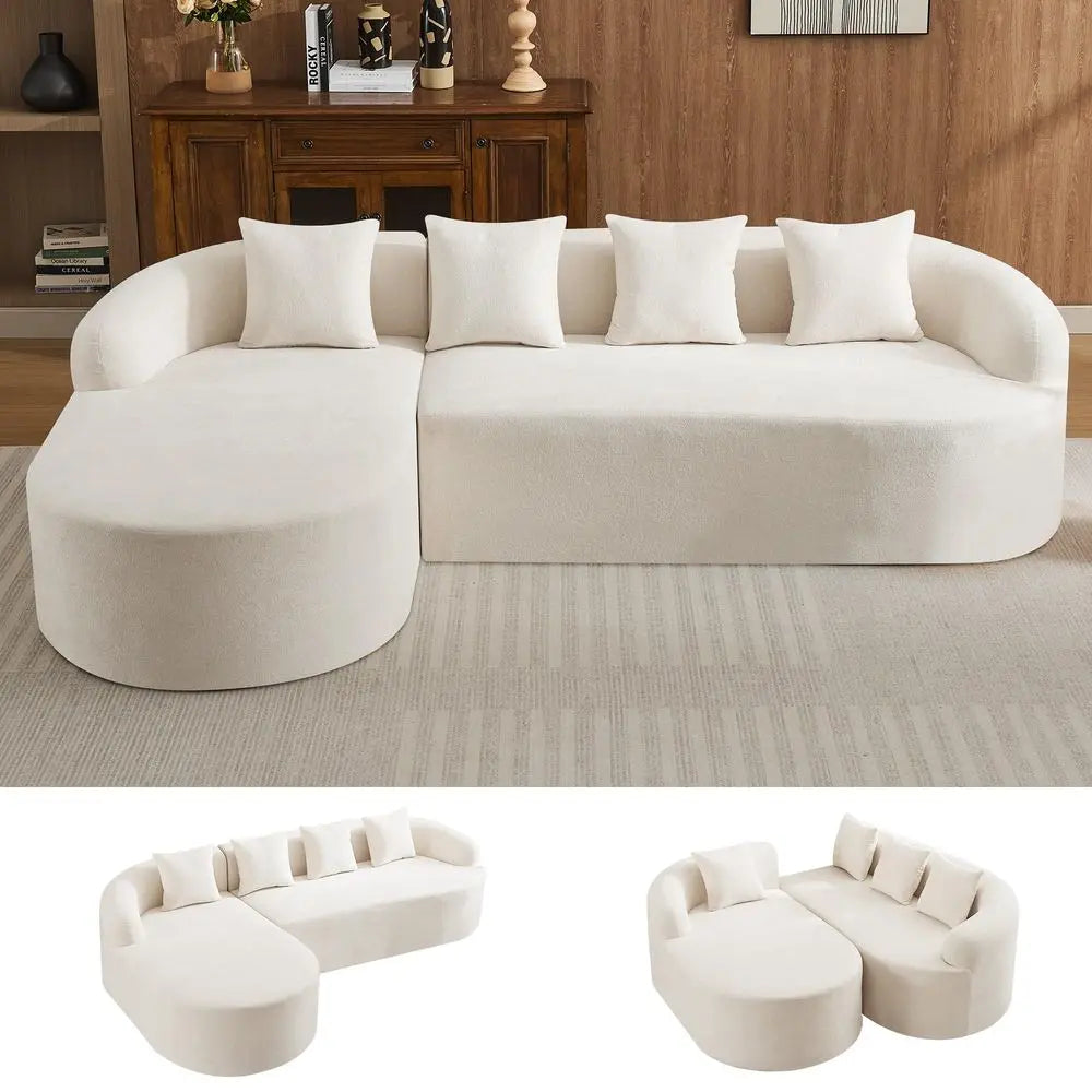 Boneless Curved Couch, L Shaped 4Seater Cloud Couch with Deep Seat Chaise, Oversized Curved Sofa, Chenille Modular Sectional Co