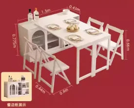 Walnut Folding Dining Table, Retractable For Apartments