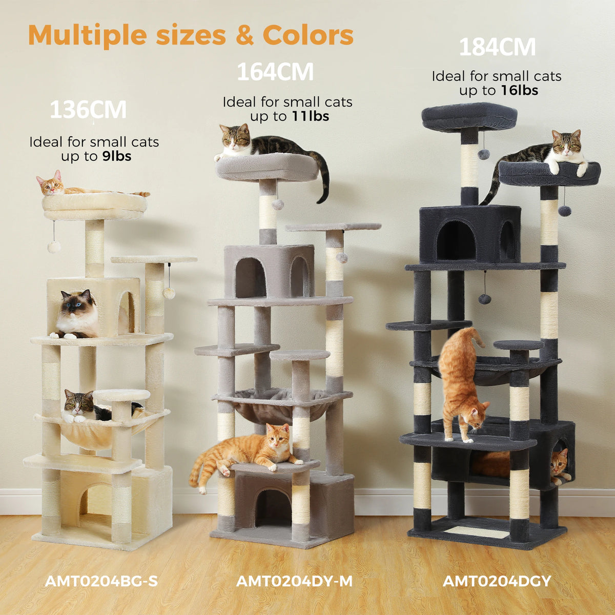 PAWZ Road Indoor Cat Tree With Sisal Posts Hammocks And Condos