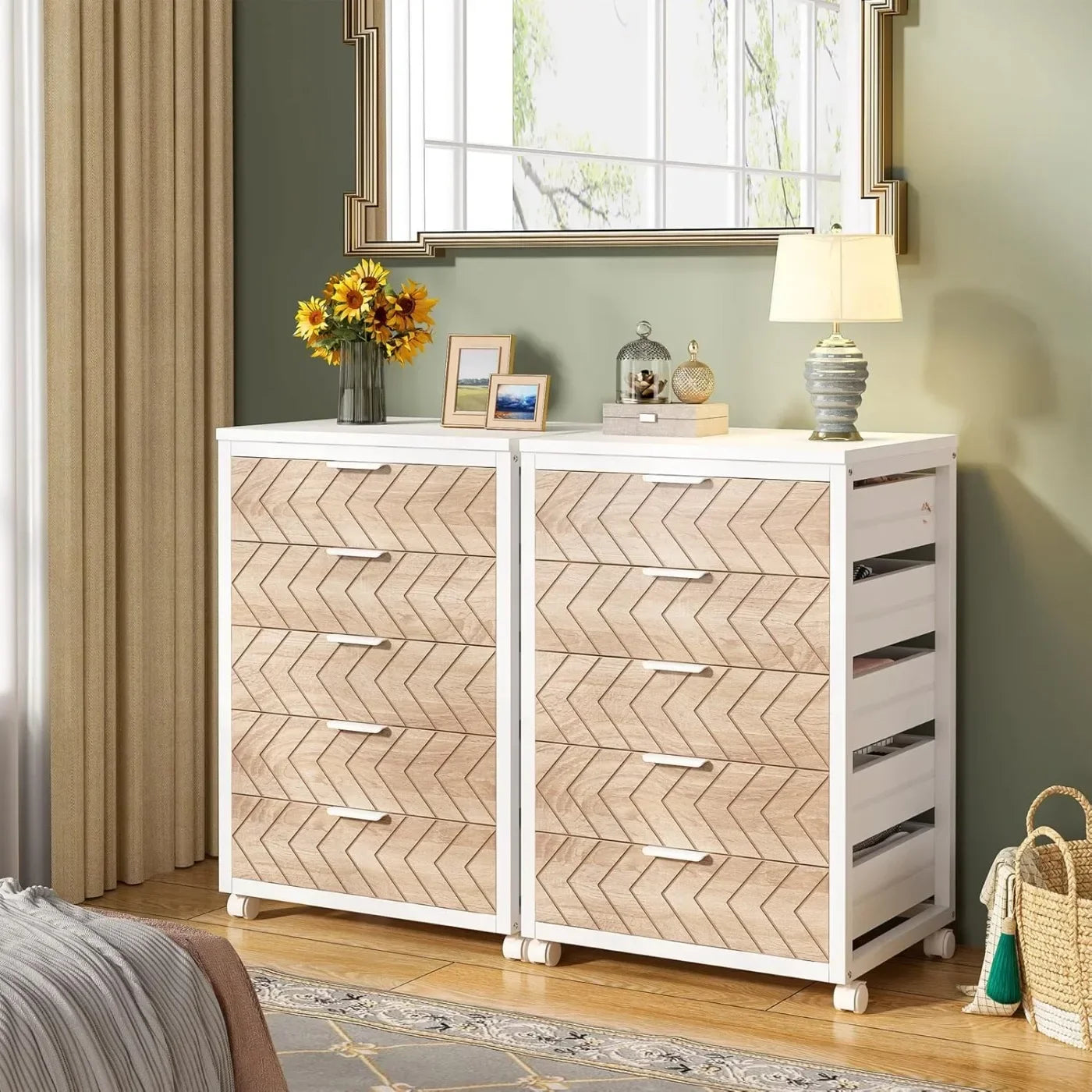 5-Drawer Rolling File Cabinet With Wheels For Home Office