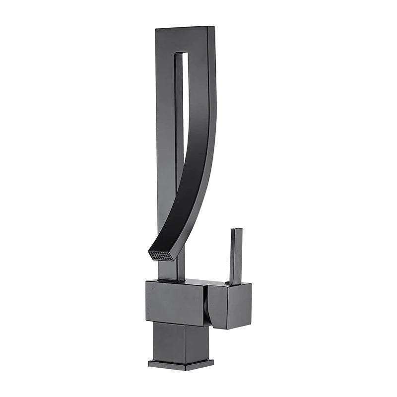 Wanmivezlo Brass Deck Mounted Basin Faucet Waterfall Mixer Tap