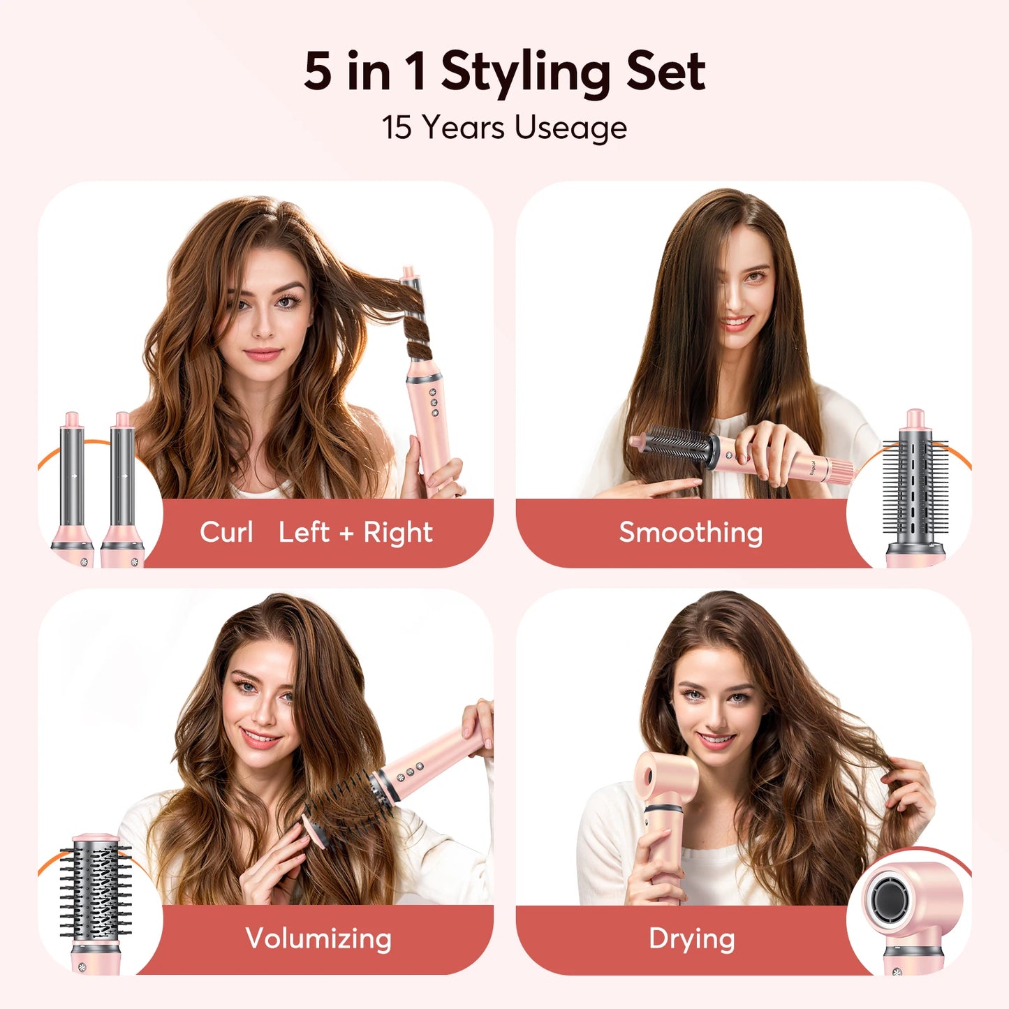 Bopcal 5 In 1 Multifunctional Hot Air Comb Hair Dryer