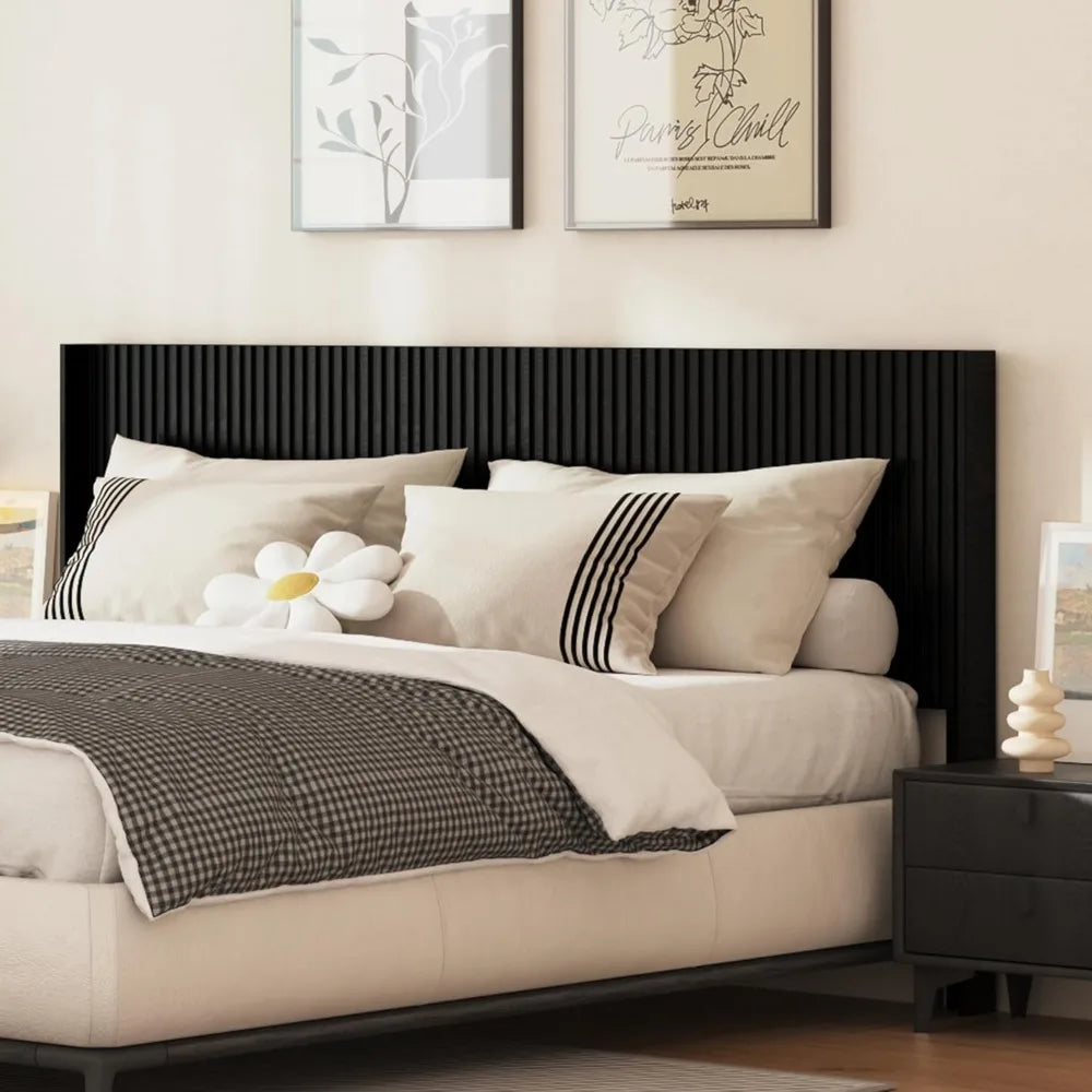 King Size Headboard Only, 80 Wide Wooden Headboard, Mid Century Modern Farmhouse Boho HeadBoard, Wall Mount, Fluted