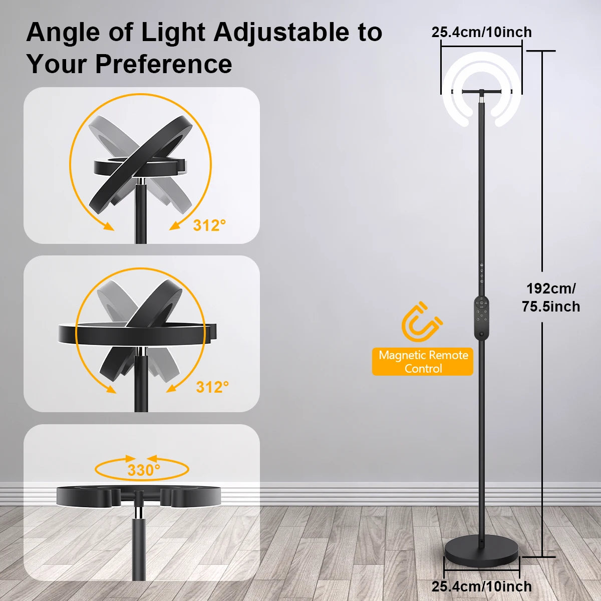 Aiopp Modern Standing LED Floor Lamp With Dual Rotatable Lights