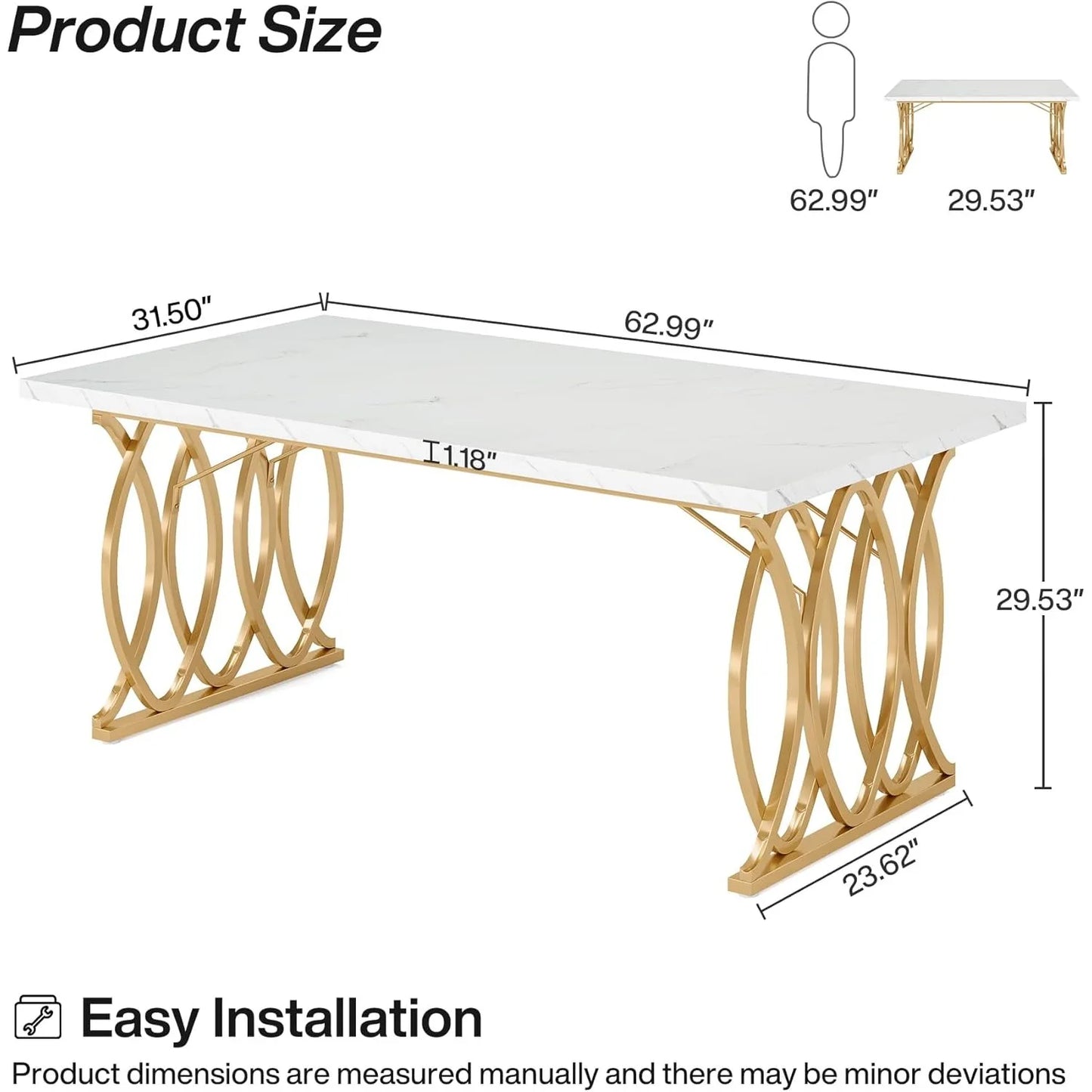 Little Tree Faux Marble Dining Table For 4-6 People