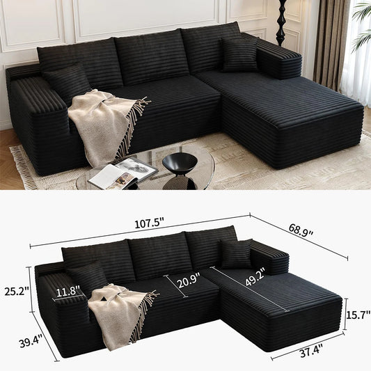YQXH Cloud Style Corduroy Modular Sectional Sofa Cushions Memory Foam