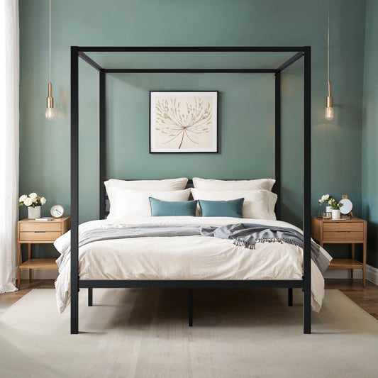 HOOMIC Canopy Bed Frame With Enhanced Four Poster Design