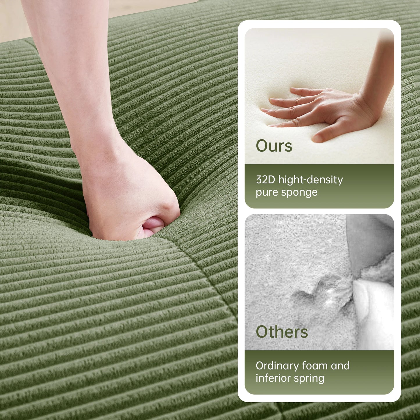 Modern Corduroy Loveseat Sofa With Curved Armrests And Plush Comfort