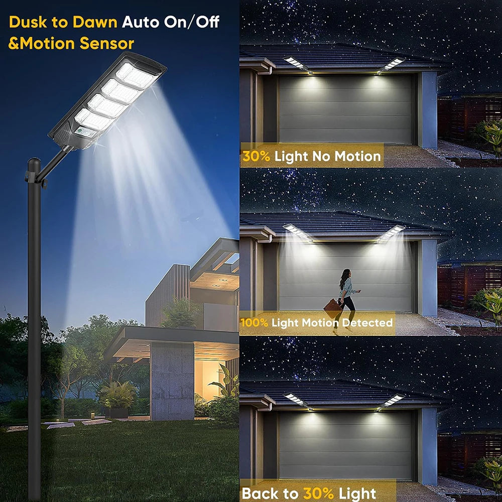 Solar Street Light 80000LM 192LED Motion Sensor Waterproof Garden Lamp