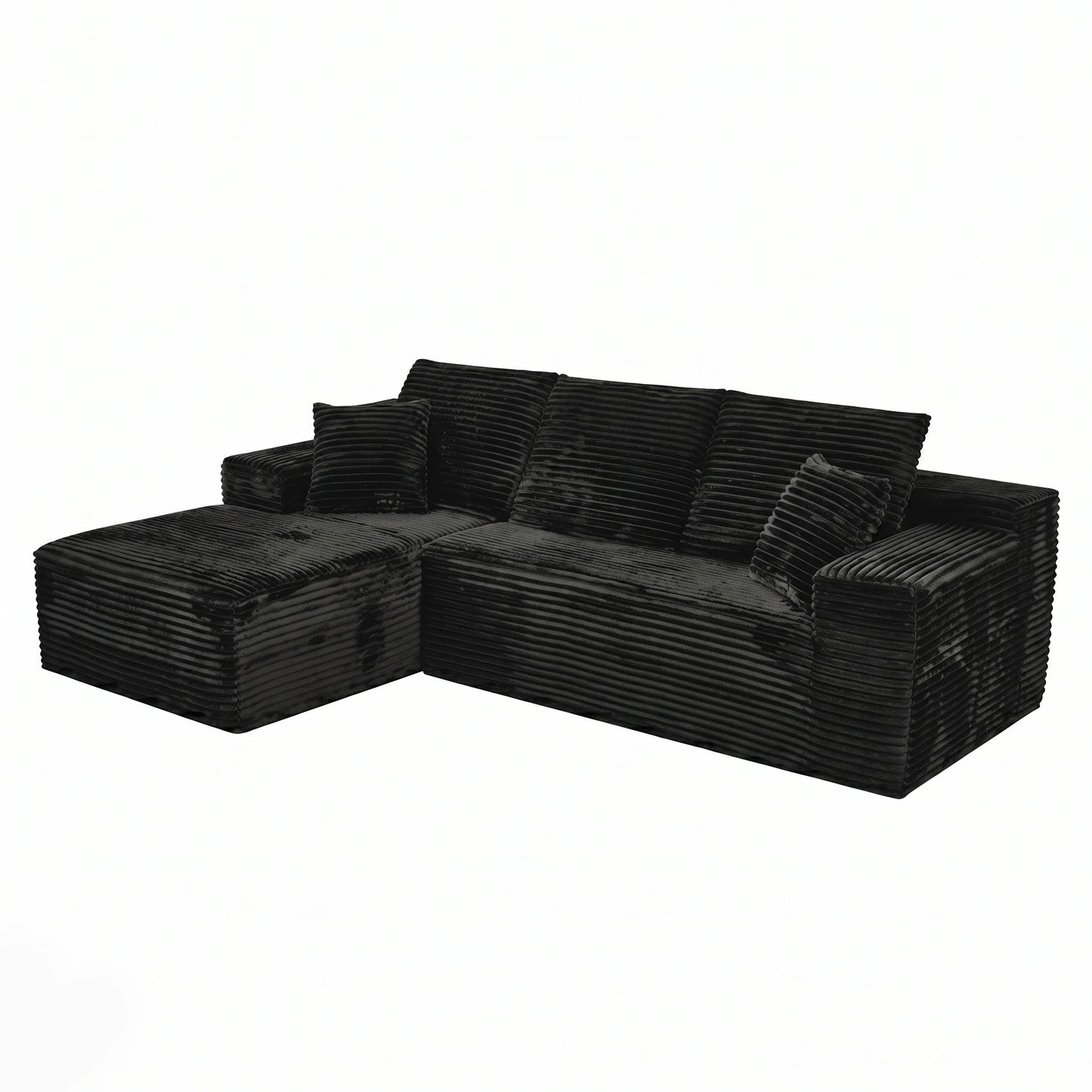 L-Shaped Corduroy Recliner Sofa With Chaise Deep Seat Modular Sectional