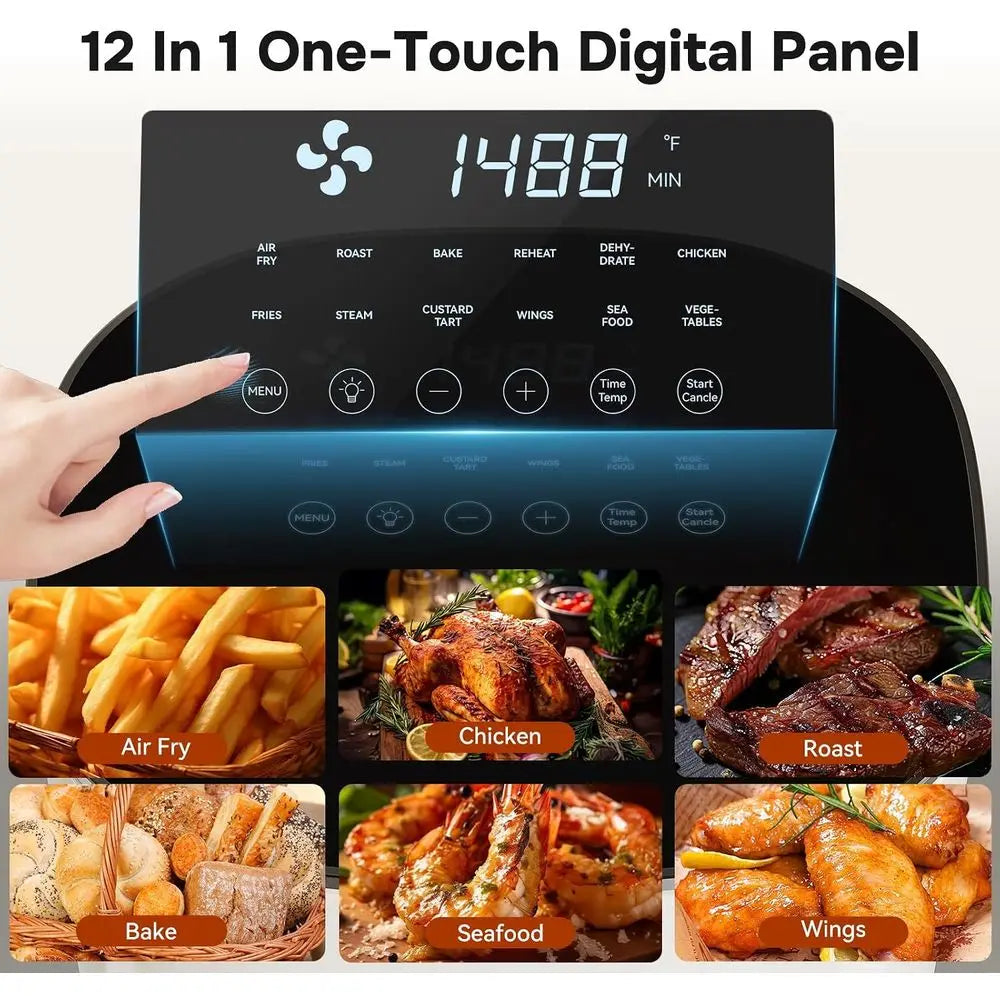 iPower Air ryer - 6.34 QT Digital Airryer with 12 Presets unctions and Visible Window, Nonstick and Dishwasher-Sae Basket, 1700