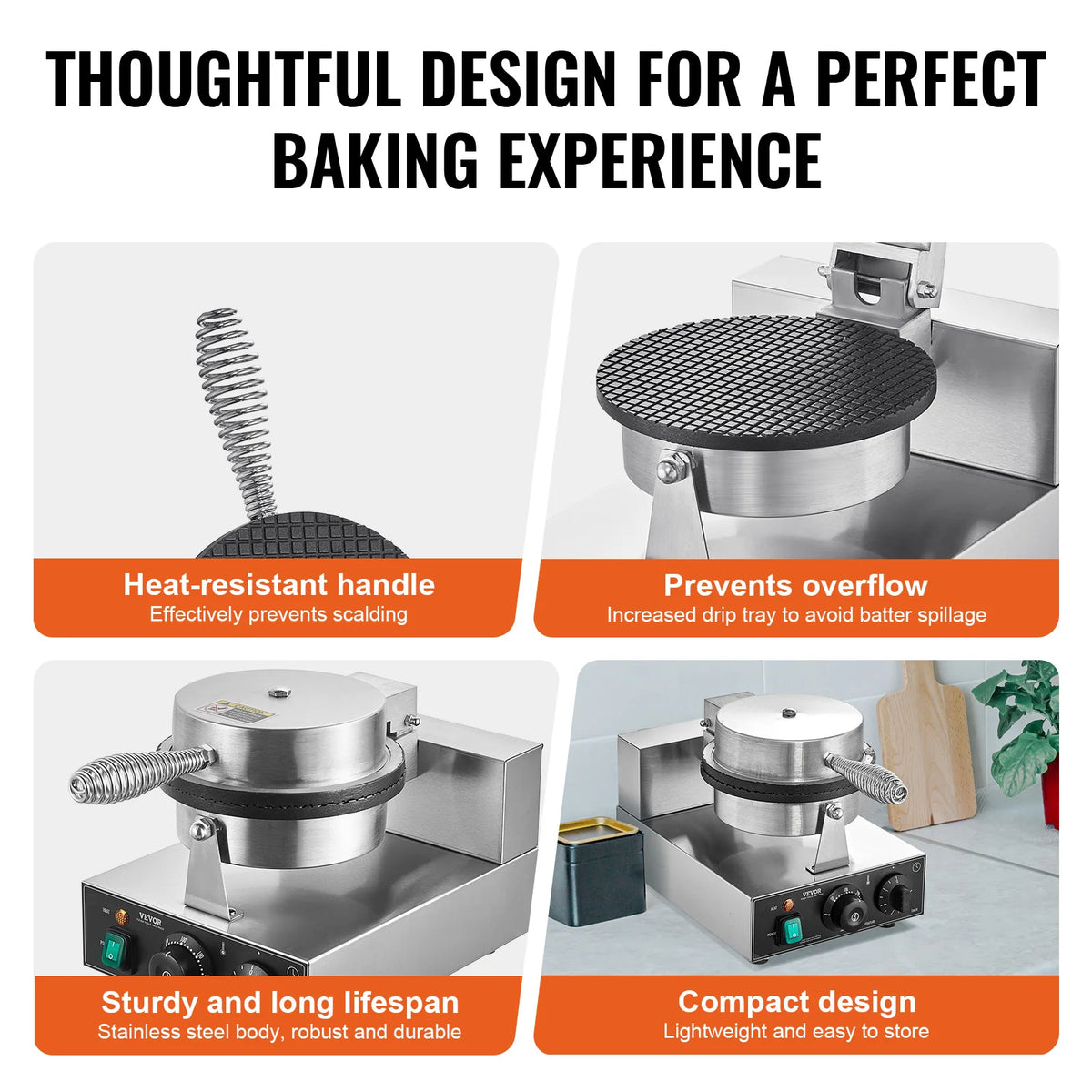 SucceBuy Commercial Electric Ice Cream Cone Maker With Temp Control