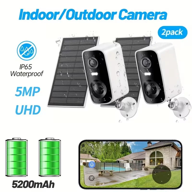 5MP Solar Wireless Security Camera AI Motion Two Way Audio