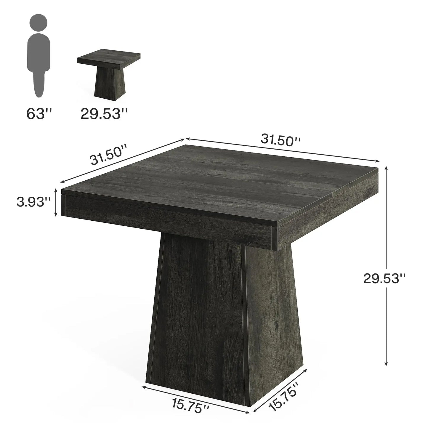 Tribesigns Square Dining Table for Four Modern Farmhouse Kitchen