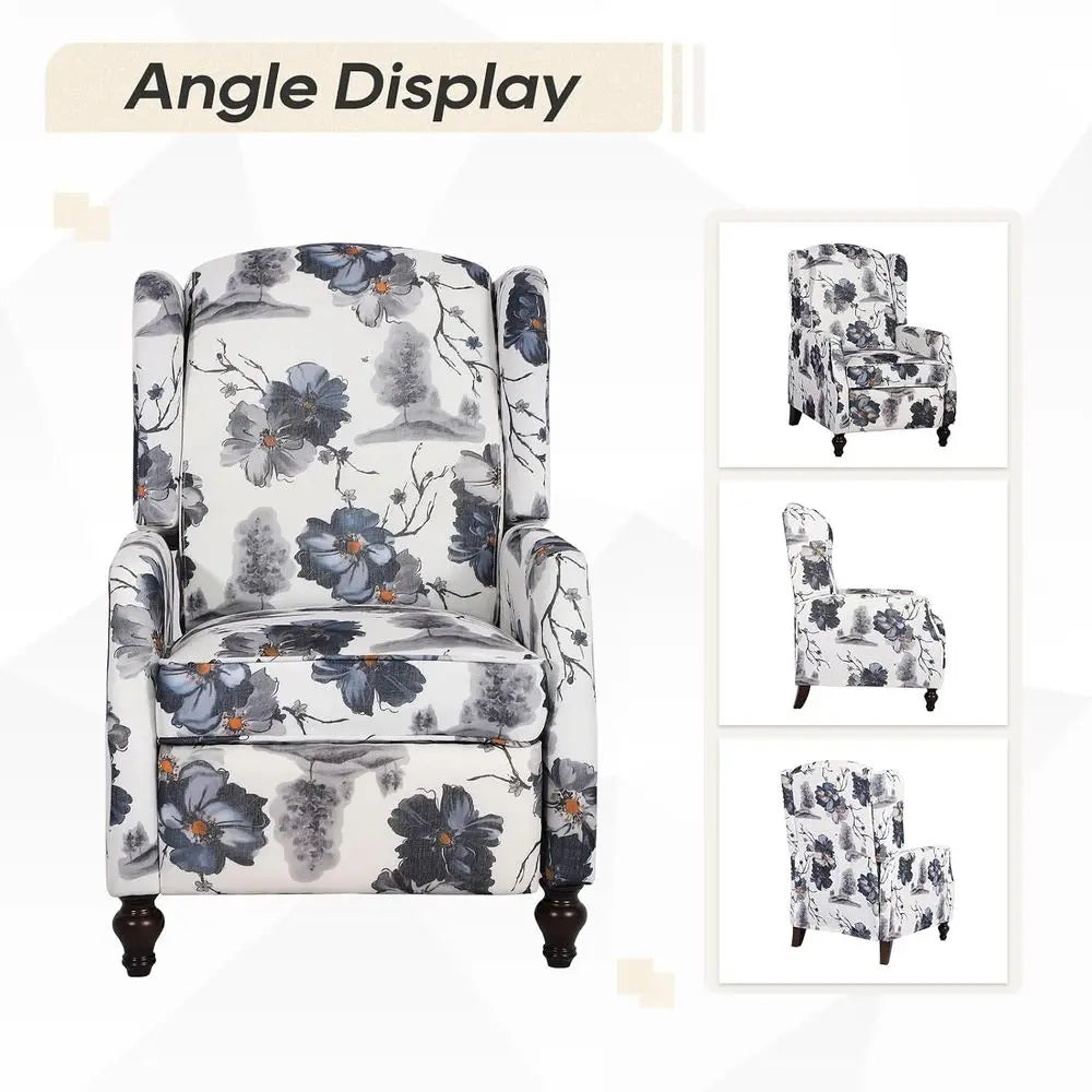 Upholstered Wingback Manual Recliner Chair for Living Room and Bedroom