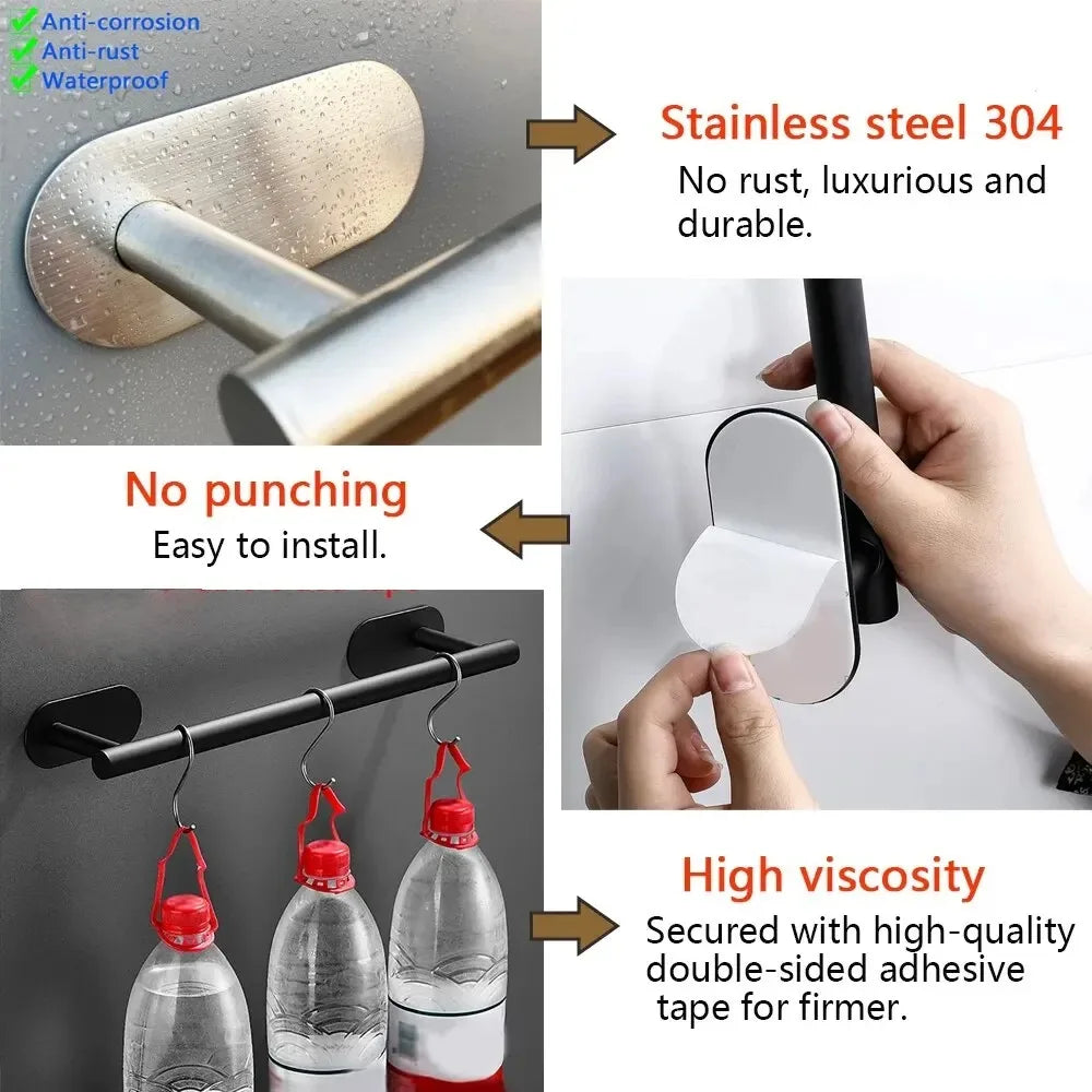 Stainless Steel Bathroom Hardware Set With Towel Bar And Ring