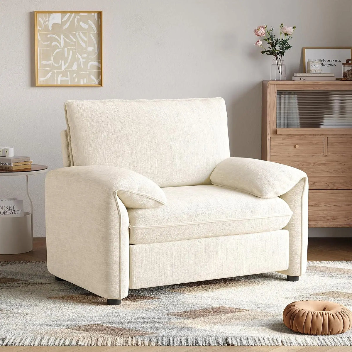 ONBRILL Plush Chenille Accent Chair Modern High Back Lounge Chair