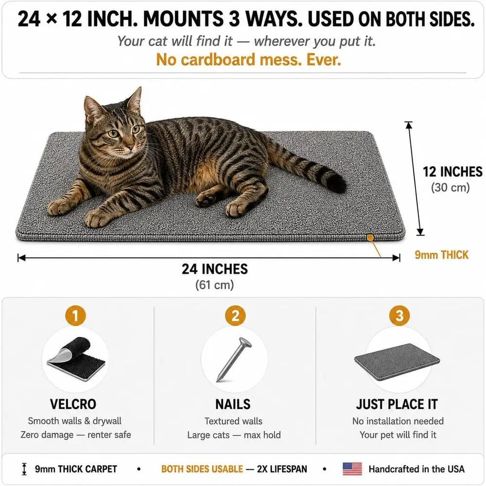 Indoor Scratching Post for Cats – Carpet Scratching Pad – Wall Mounted Cat Mat