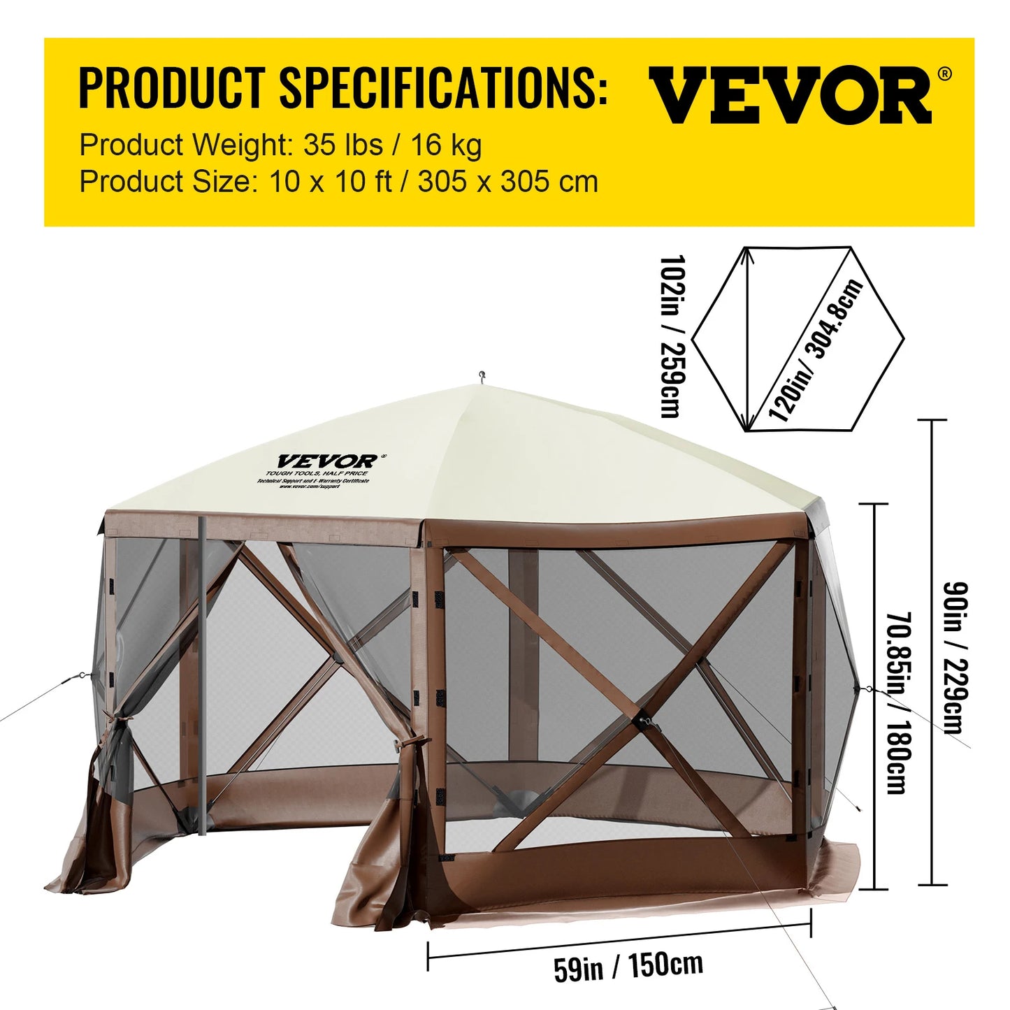 SucceBuy Pop Up Camping Gazebo Canopy Tent Sun Shade Shelter