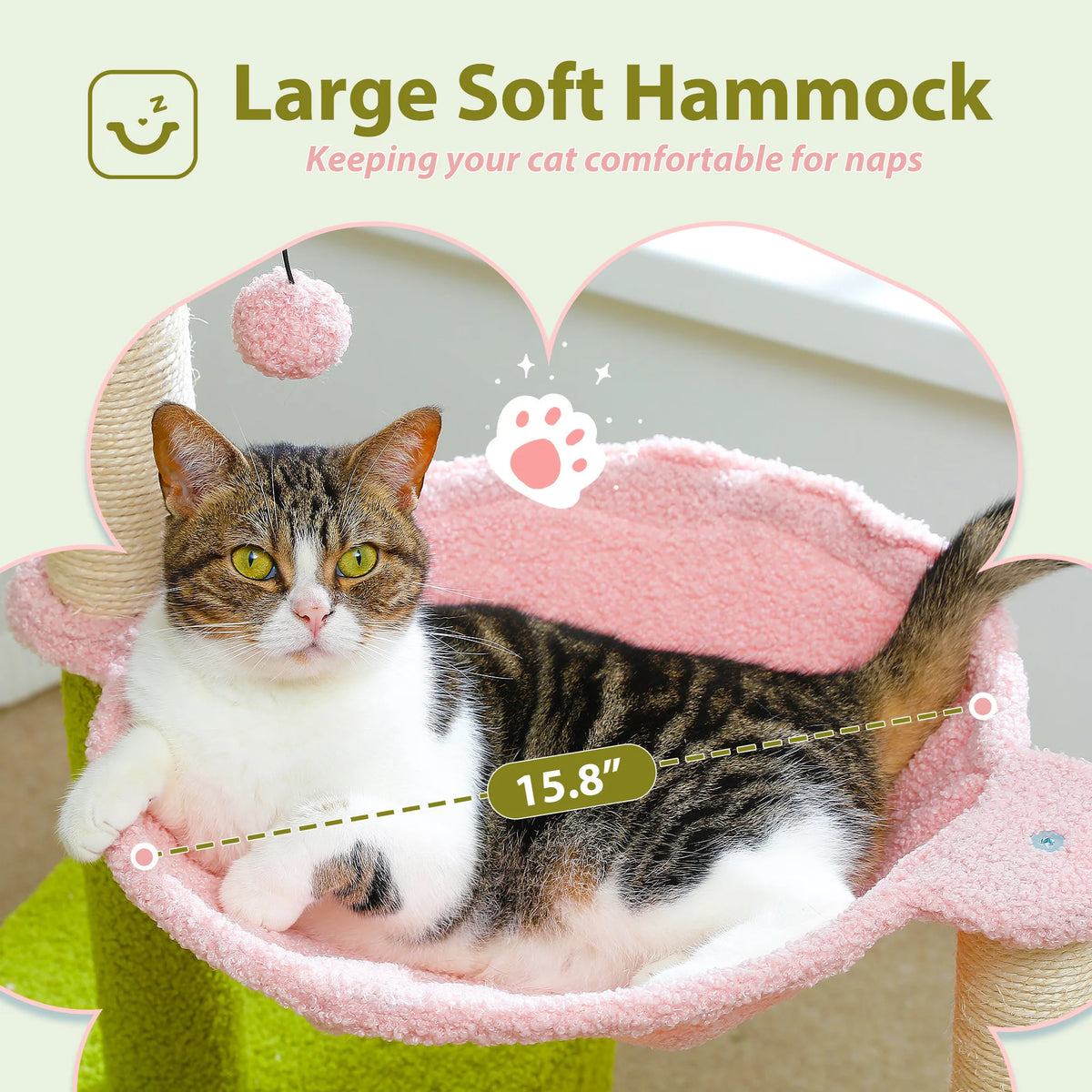 PETEPELA Flower Cat Tree With Hammock And Sisal Scratching Posts