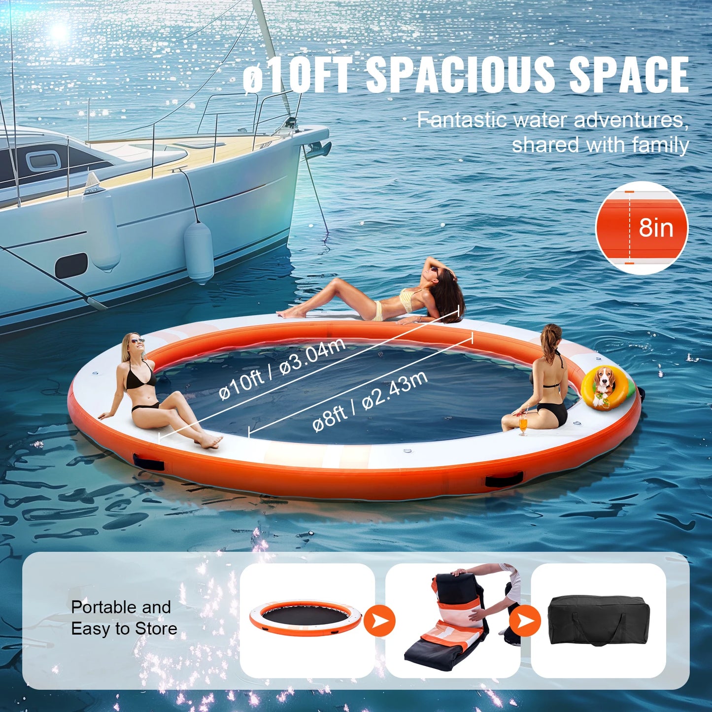 SucceBuy Inflatable Floating Dock Platform For Water Fun