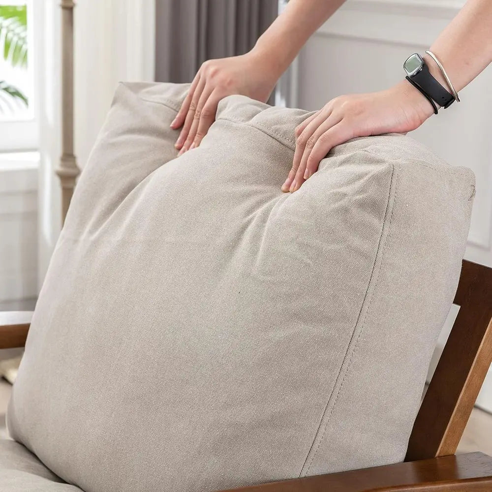 Modern Upholstered Accent Chair With Removable Cushions And Wood Frame
