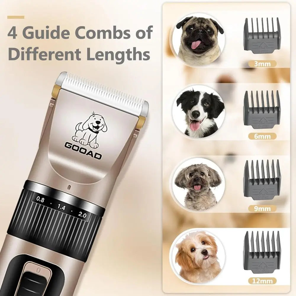 Dog Clippers for Heavy Thick Hair & Coats, Low Noise Hair Trimmer, Rechargeable Cordless Pet Shaver, Dog Grooming Kit with Paw T